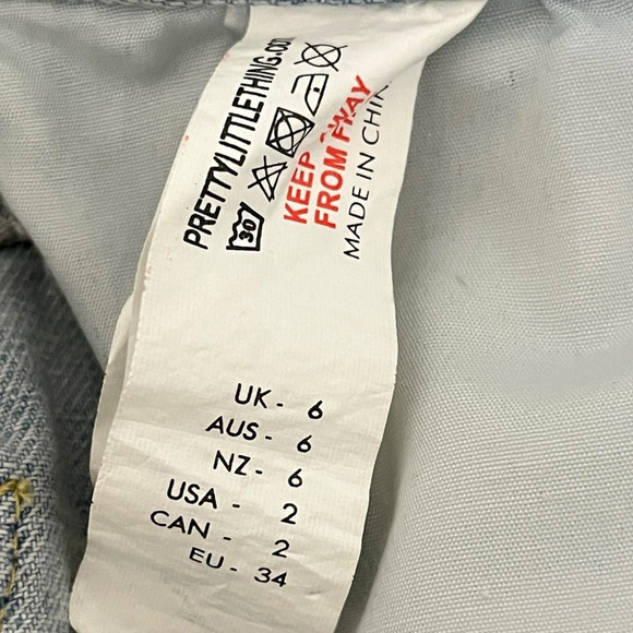 Pretty Little Thing Light Wash High Waist Midi Denim Skirt Front Zip US Size 2 - Picture 6 of 8